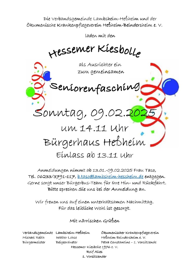Plakat Seniorenfasching 2025